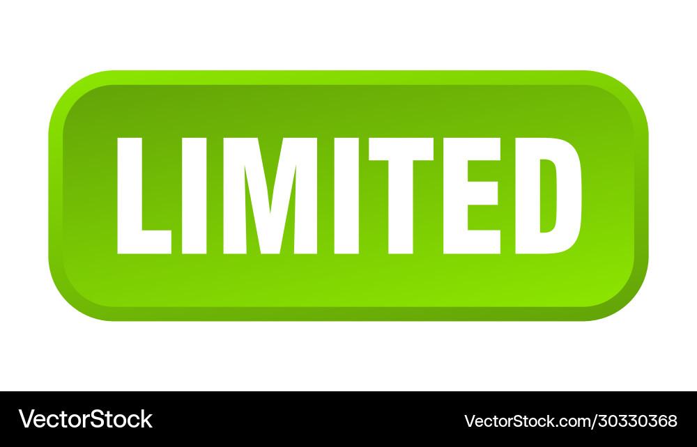 Limited button square 3d push Vector Image
