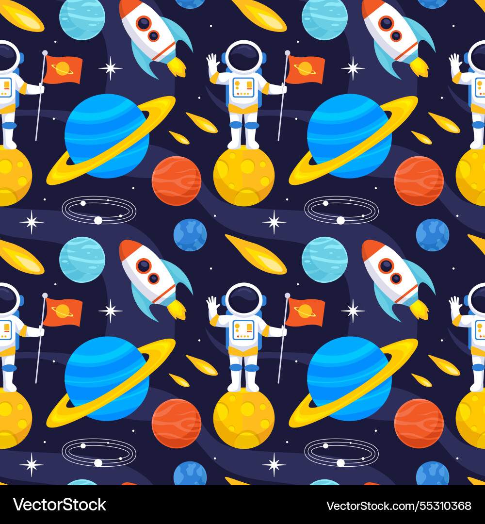 Seamless pattern of outer space exploration Seamless pattern of outer space exploration Vector Image