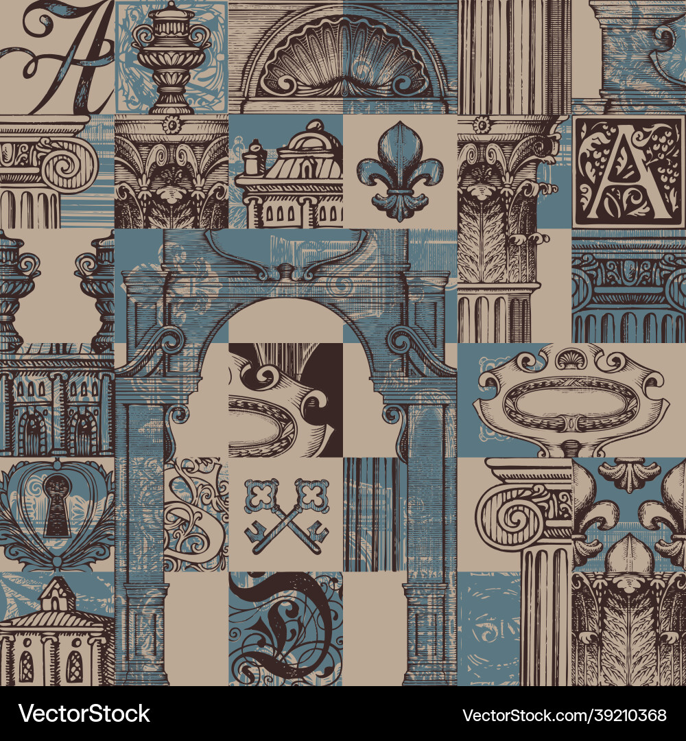Seamless pattern on the theme of old architecture Seamless pattern on the theme of old architecture vector image