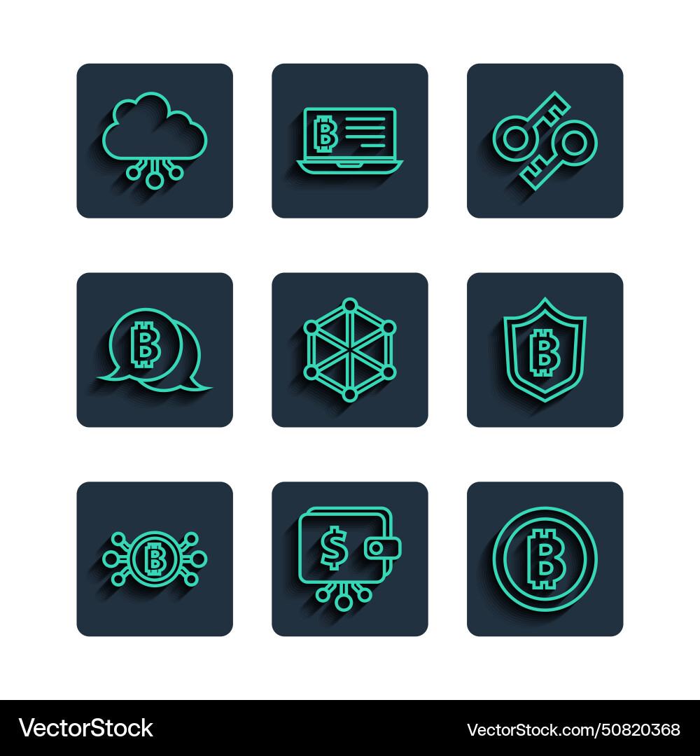 Set line bitcoin in circuit cryptocurrency wallet Set line bitcoin in circuit cryptocurrency wallet Vector Image