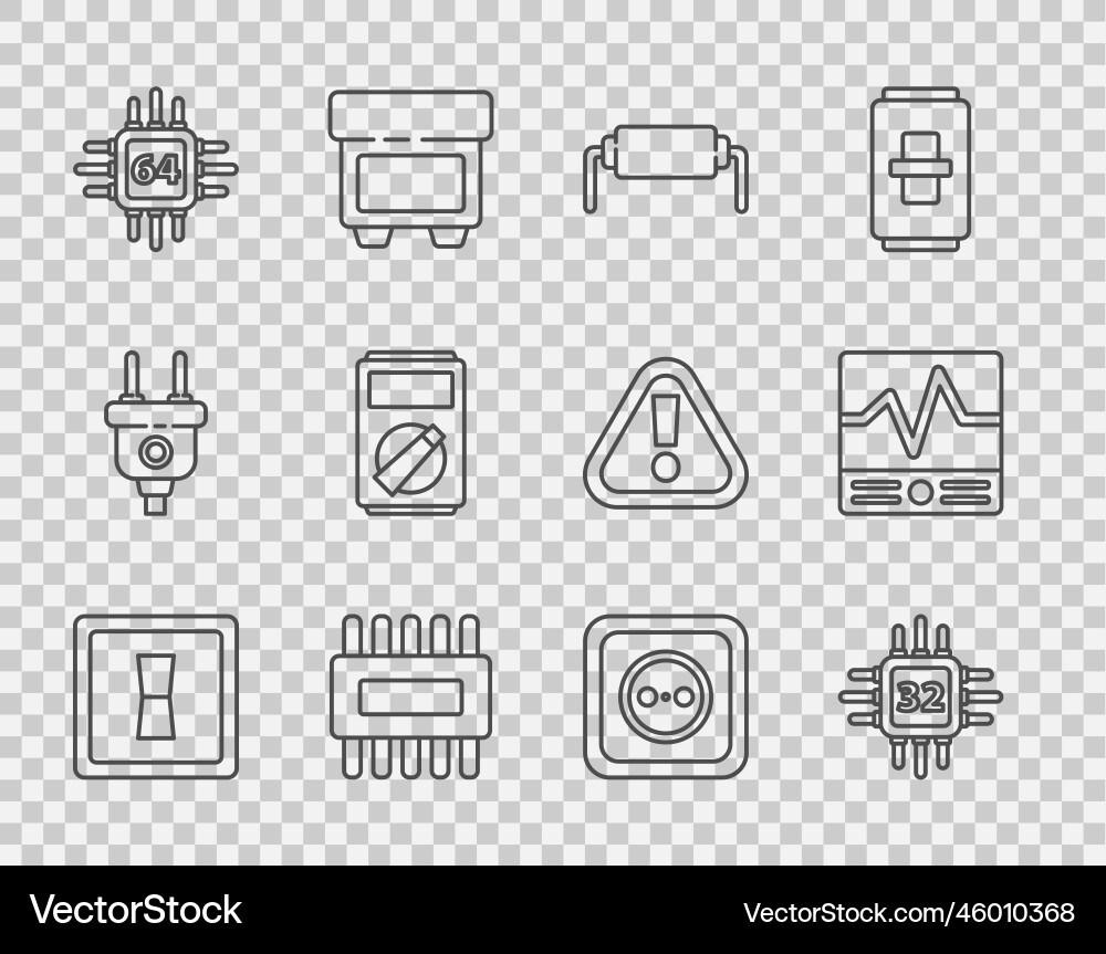 Set line electric light switch processor Vector Image