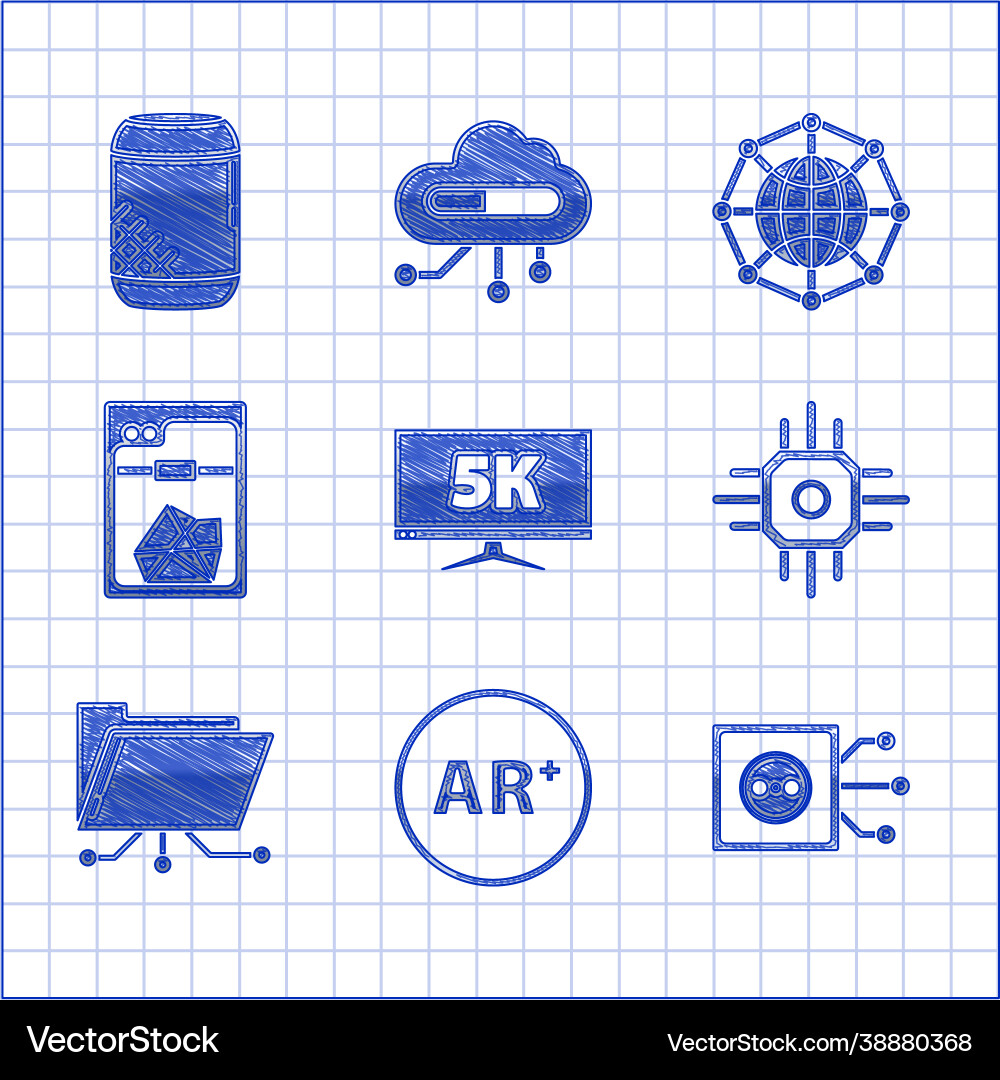 Set monitor display with 5k video ar augmented Set monitor display with 5k video ar augmented vector image
