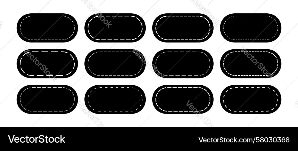 Set of black oval rectangular shapes with dashed Vector Image
