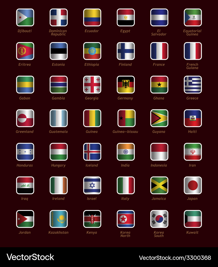 Set of buttons with flags vector image
