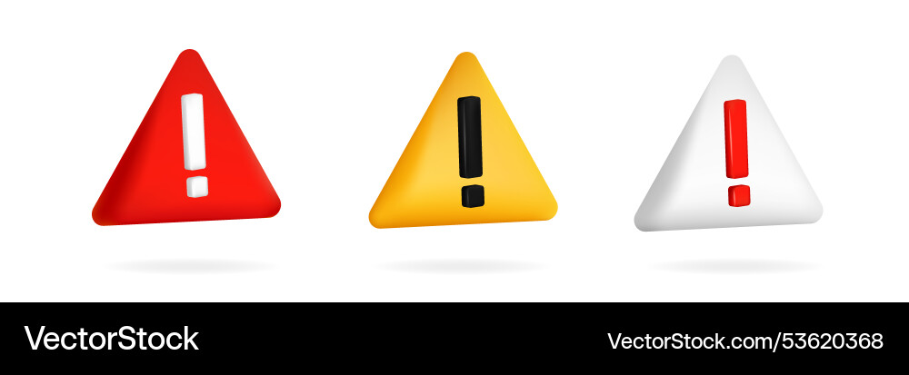 Set of warning triangle with exclamation mark vector image