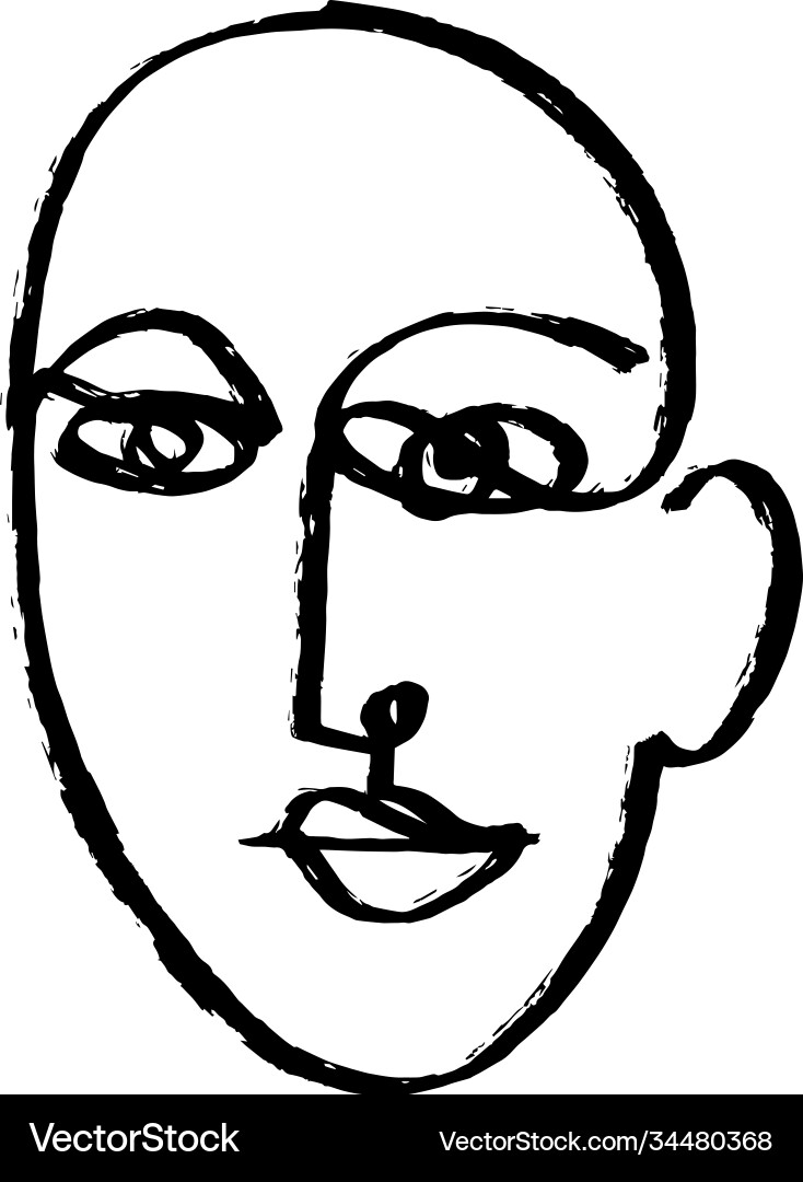 Simple hand drawn abstract line continuous face Simple hand drawn abstract line continuous face vector image