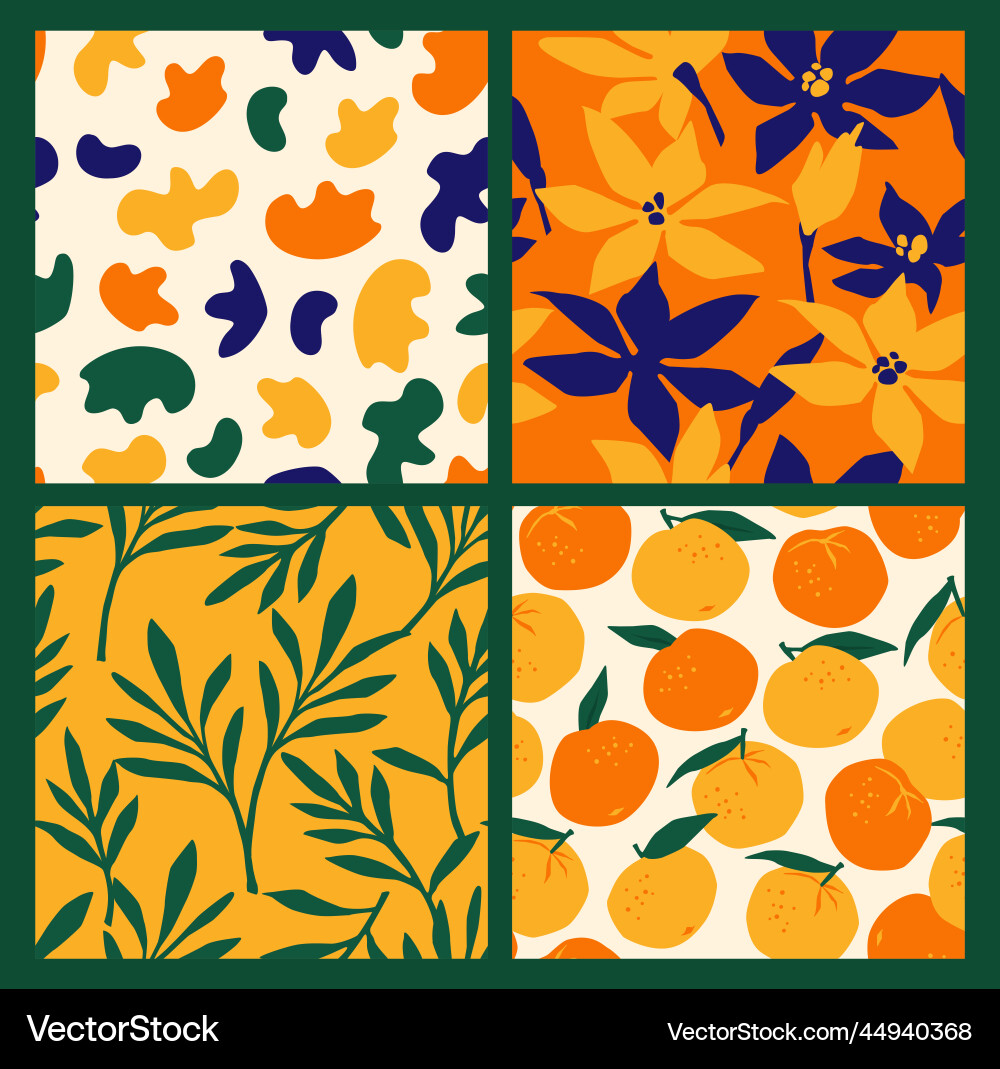 Simple seamless patterns with abstract flowers Simple seamless patterns with abstract flowers vector image