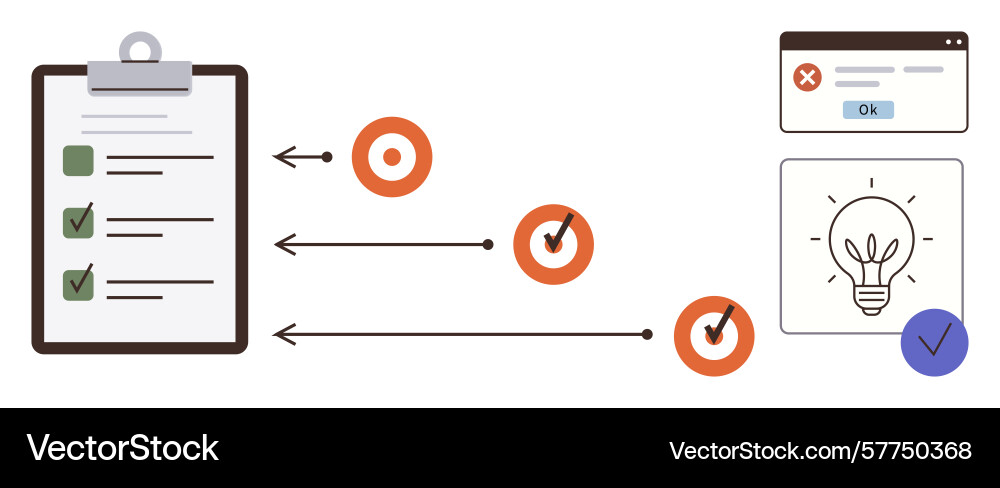 Task management workflow with checklist vector image