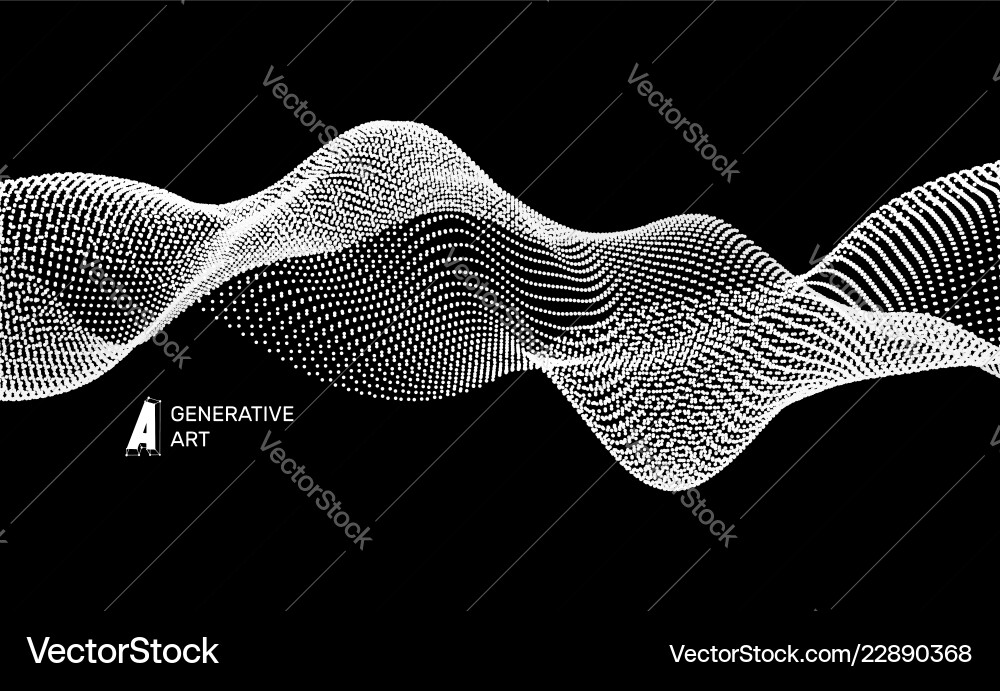 Wave background 3d technology style with dots Vector Image