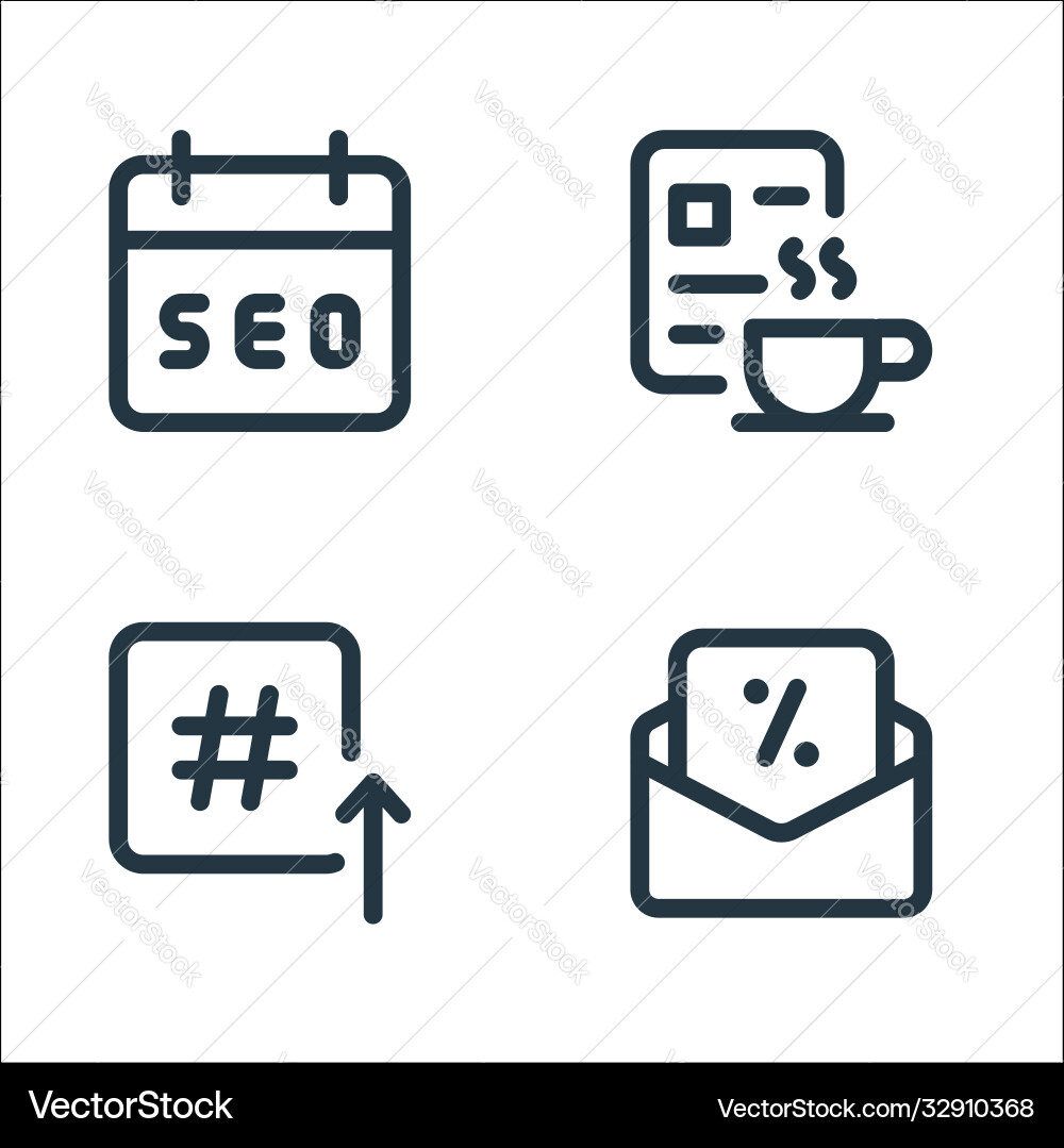 Web apps seo line icons linear set quality Web apps seo line icons linear set quality vector image