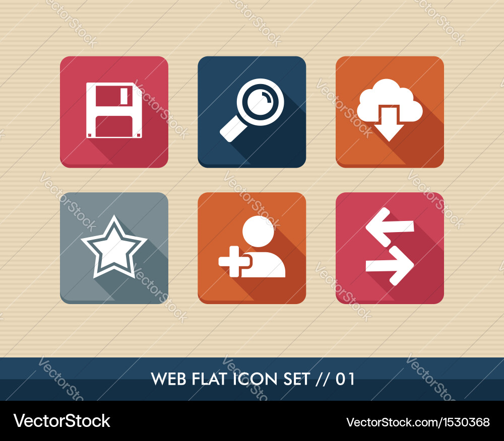 Web apps square flat icons set Vector Image
