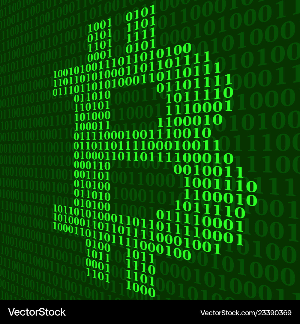 Abstract sign bitcoin of binary code Abstract sign bitcoin of binary code vector image