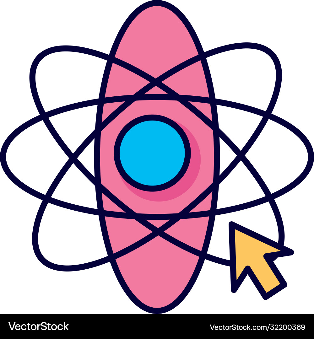 Atom molecule with mouse arrow line style vector image