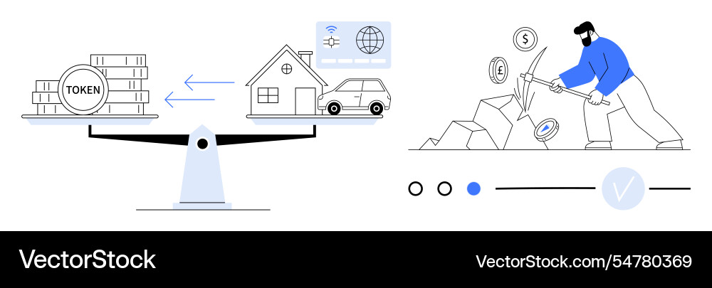 Balancing digital tokens with real-world assets Vector Image