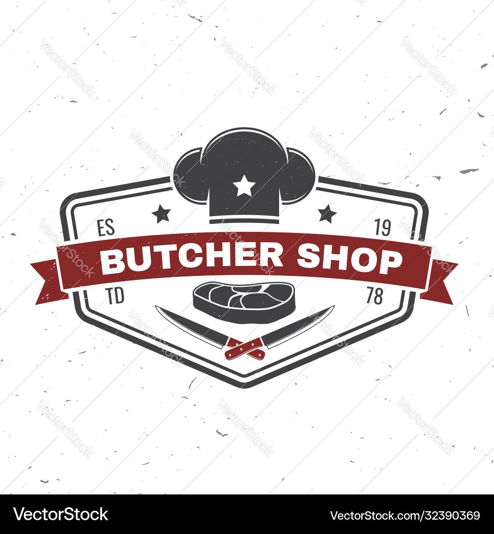 Butcher meat shop badge or label with steak chef Butcher meat shop badge or label with steak chef vector image