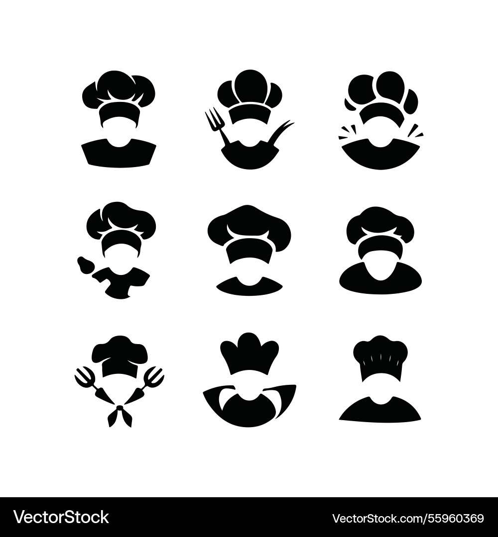 Chef head icon on black button with white rollover – Royalty-Free ...