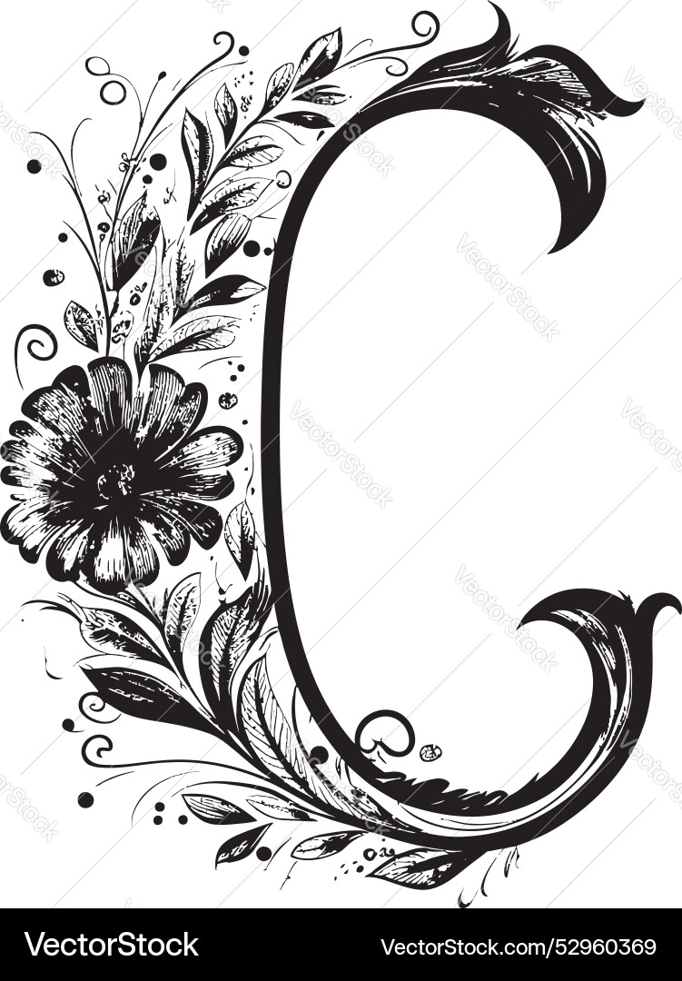 Cherished script beloved font c art curated charm Cherished script beloved font c art curated charm vector image