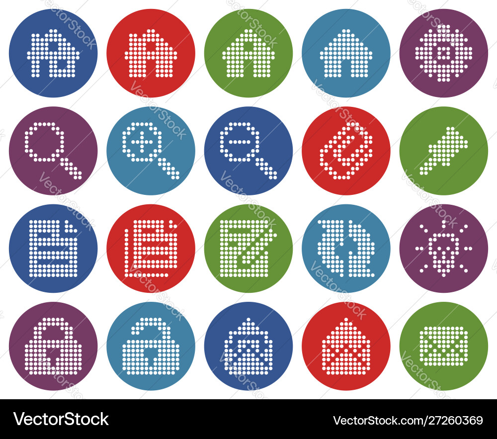 Collection round dotted icons user interface vector image