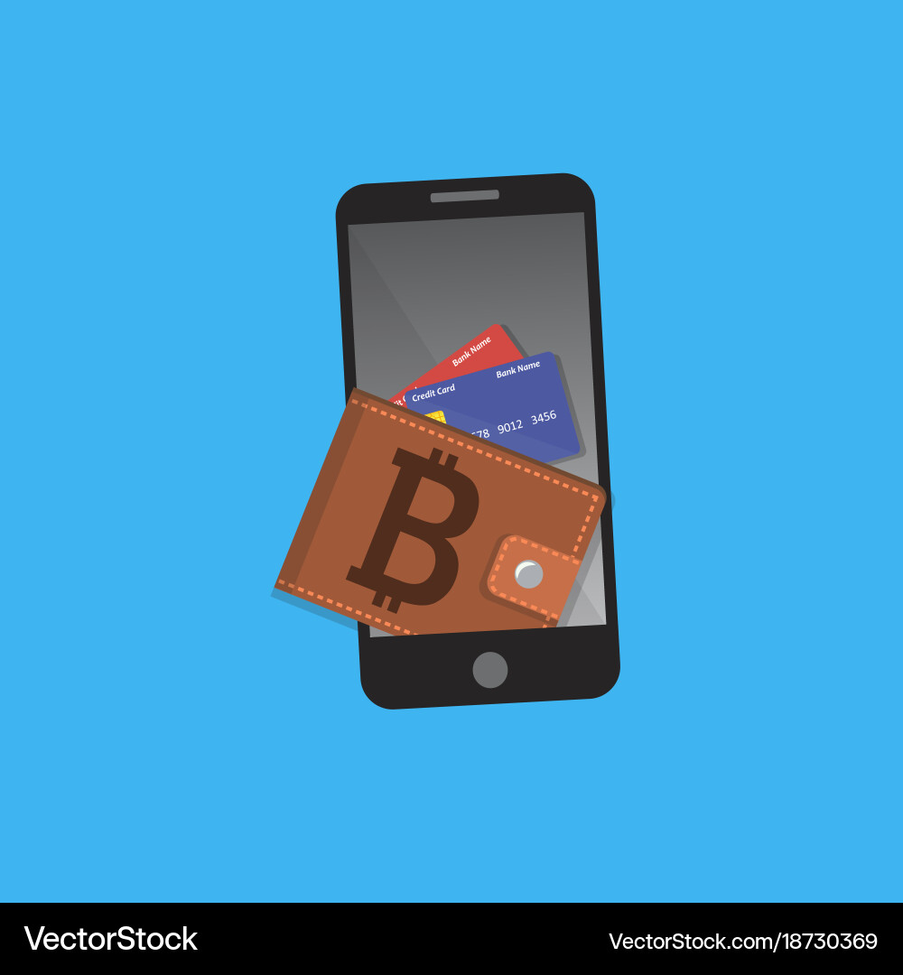 Digital bitcoin mobile wallet Vector Image