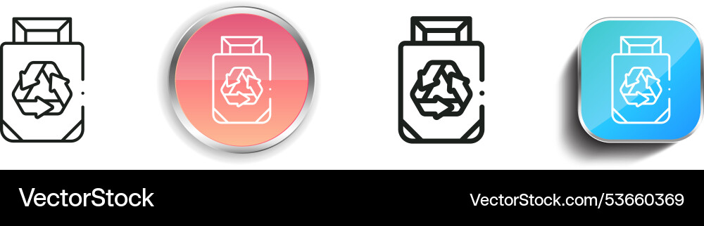 Eco bag icon thin linear regular and button style Eco bag icon thin linear regular and button style vector image