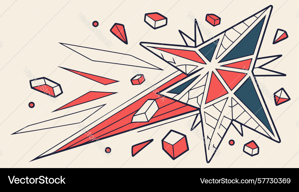 Exploding geometric star shape dynamic art design vector image