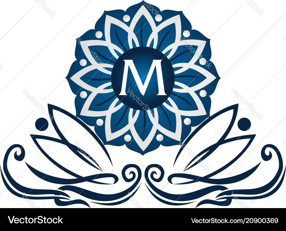 Flower elegant icon initial m Royalty Free Vector Image