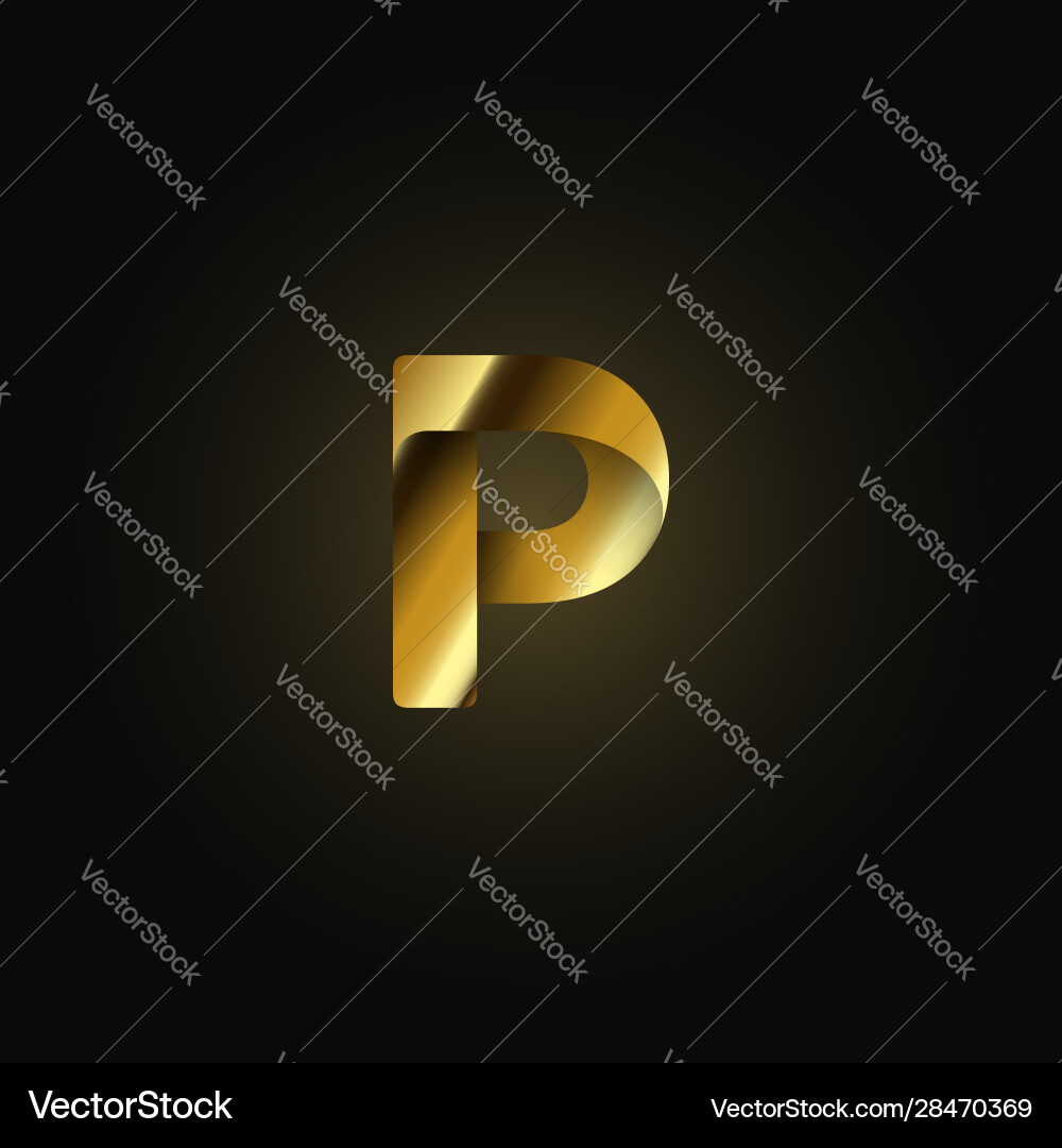 Gold paper folded character from a typeset vector image