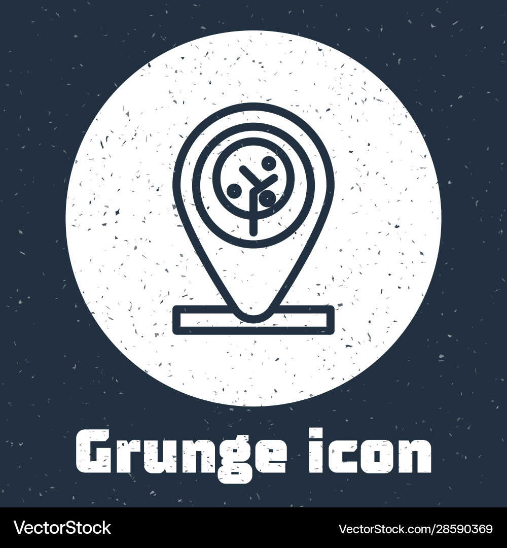 Grunge line location and tree icon isolated Grunge line location and tree icon isolated vector image