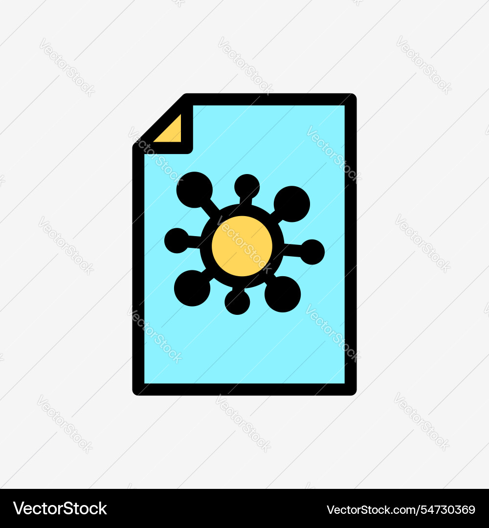Icon line color paper file document with virus vector image