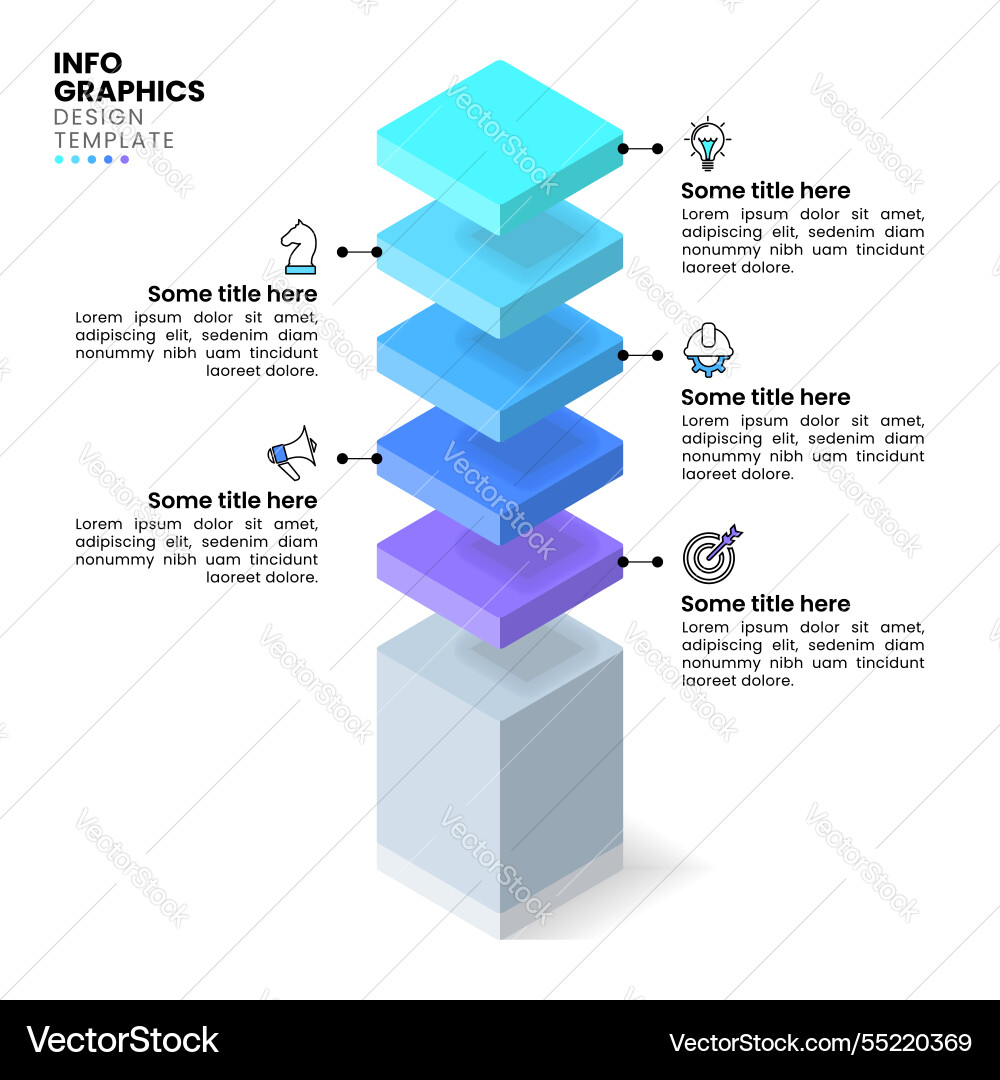 Infographic template isometric column with 5 steps Infographic template isometric column with 5 steps Vector Image