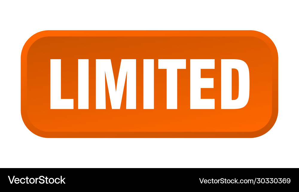 Limited button square 3d push Vector Image