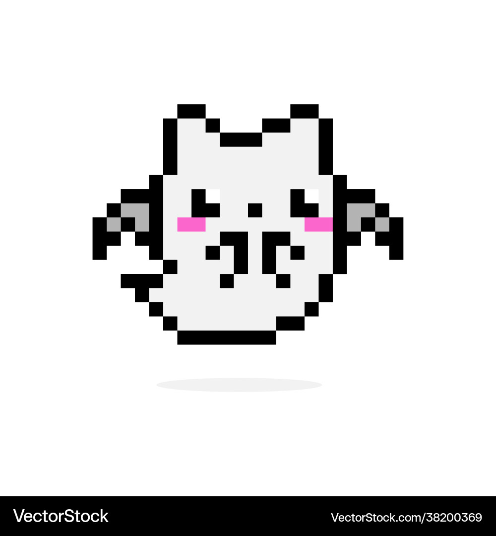 Pixel cat ghost with wings image for game assets vector image