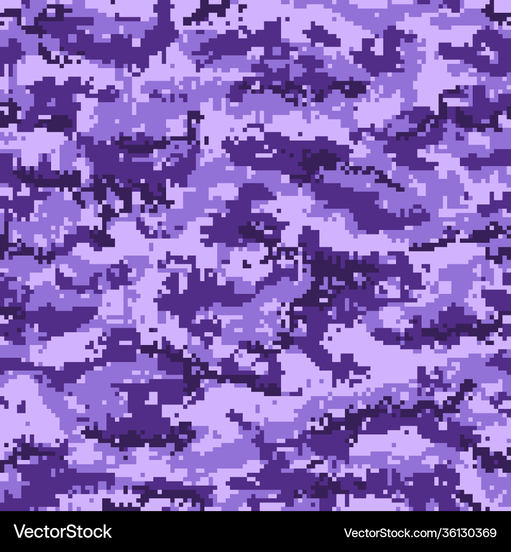 Purple pixel military camouflage seamless pattern Vector Image