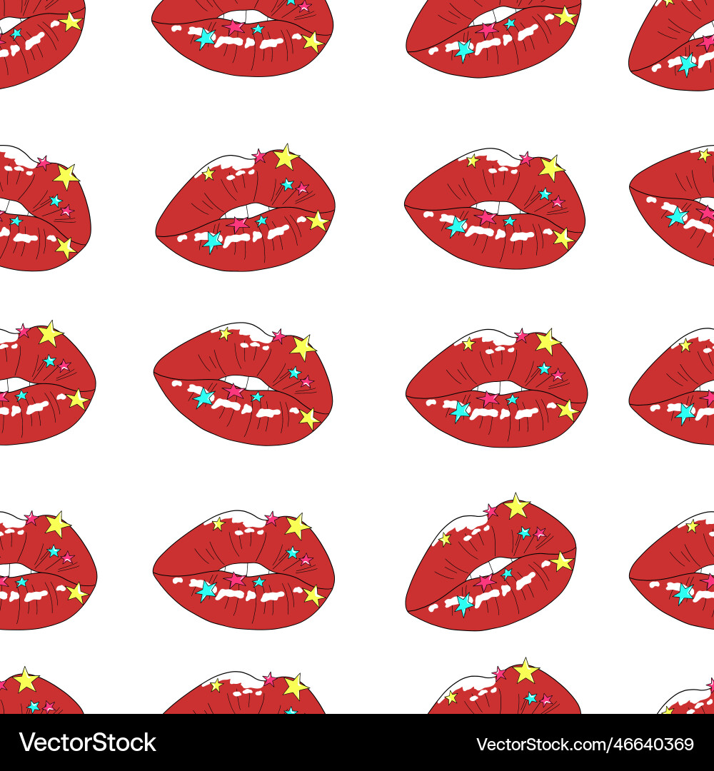 Seamless pattern with red lips Vector Image