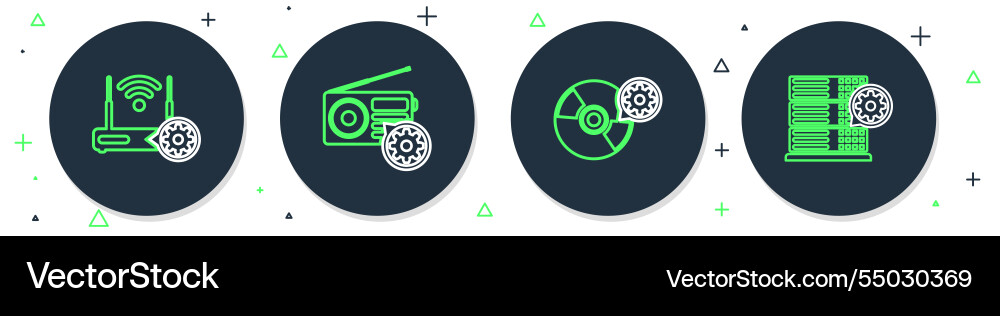 Set line radio setting cd or dvd disk router Set line radio setting cd or dvd disk router vector image
