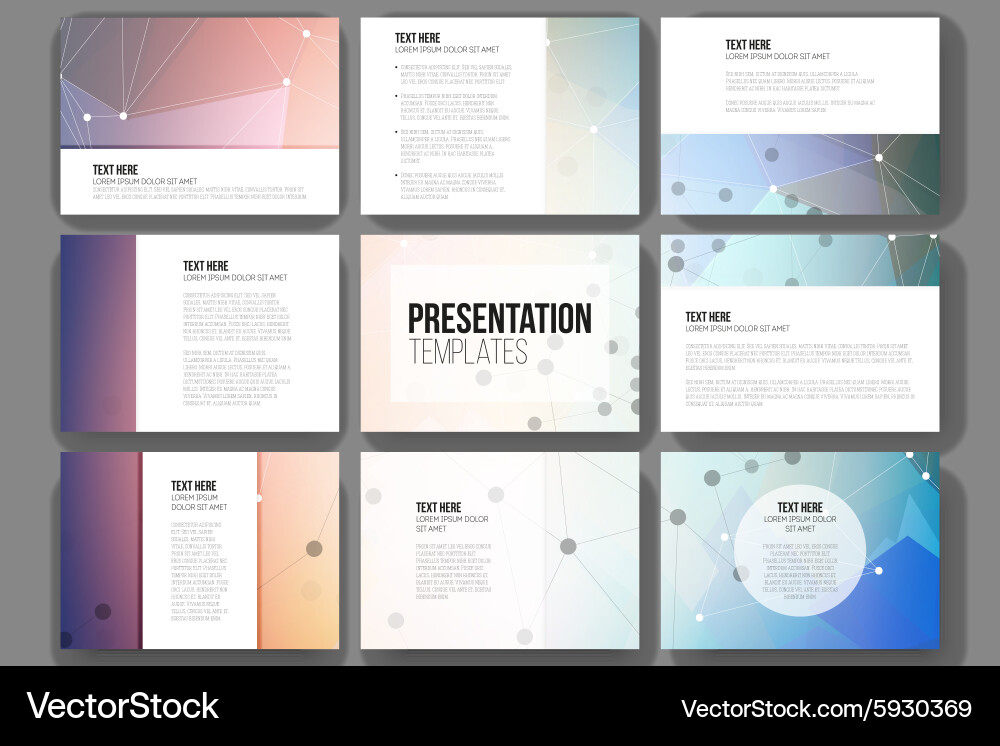 Set of 9 templates for presentation slides vector image