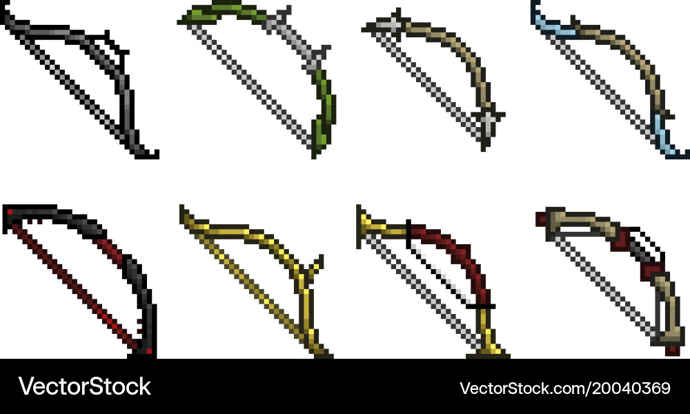 Set of weapon icons in pixel style vector image