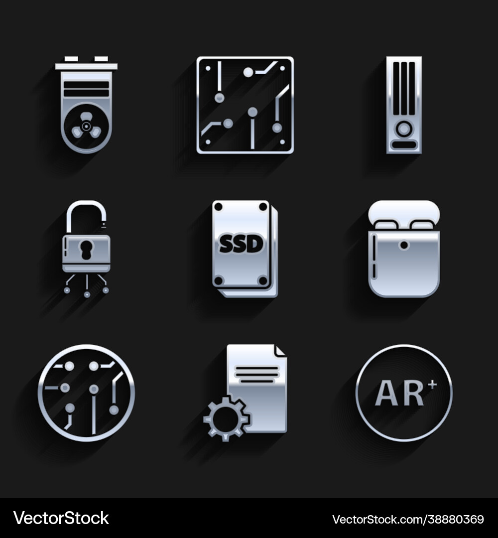 Set ssd card file document ar augmented reality Set ssd card file document ar augmented reality vector image