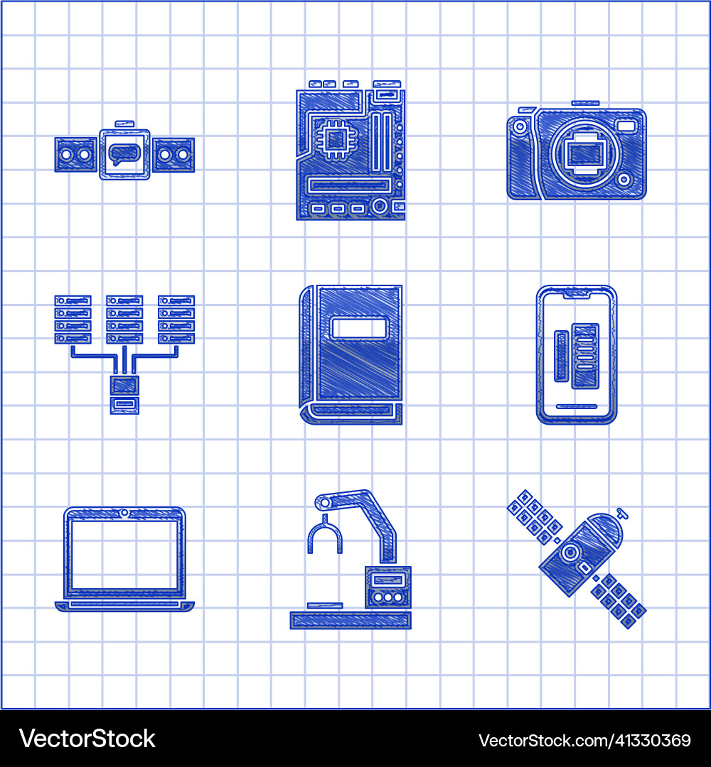 Set user manual robotic robot arm hand factory Set user manual robotic robot arm hand factory vector image