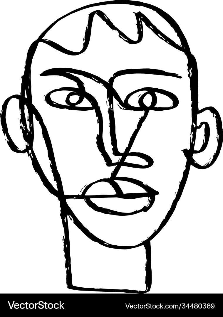 Simple hand drawn abstract line continuous face Simple hand drawn abstract line continuous face vector image