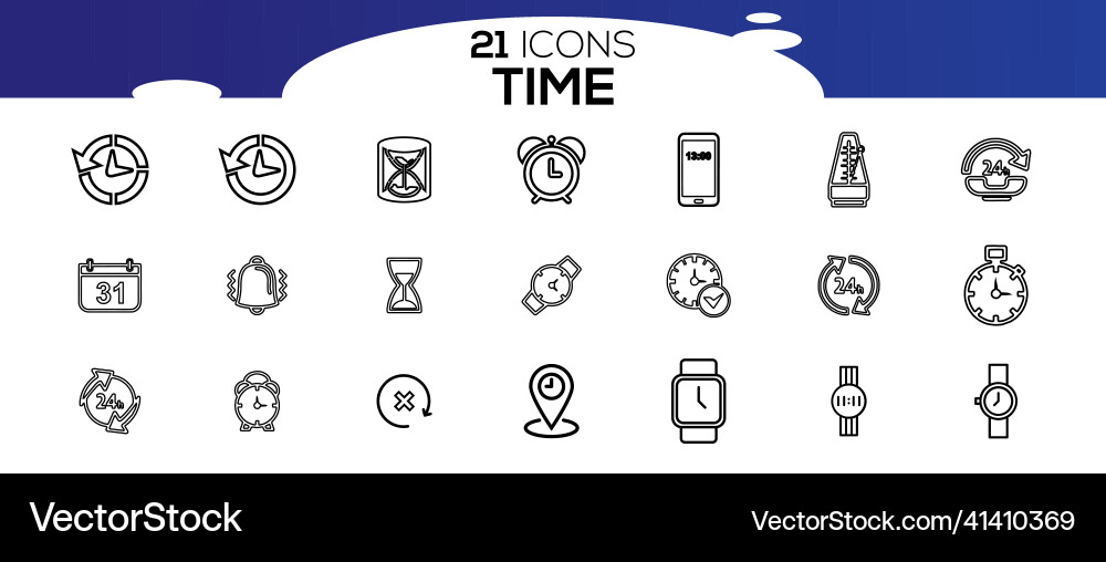 Simple set of time related line icons vector image