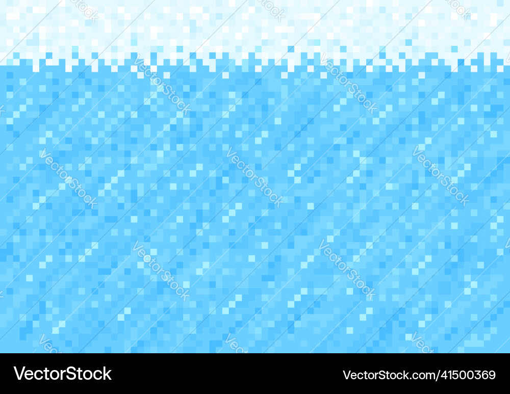 Snow ice and water pixel block background pattern vector image