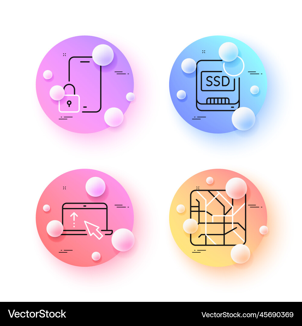Swipe up lock and recovery ssd minimal line icons Swipe up lock and recovery ssd minimal line icons vector image