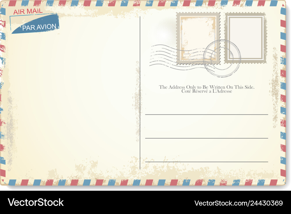 Vintage Airmail Postcard Vector Image