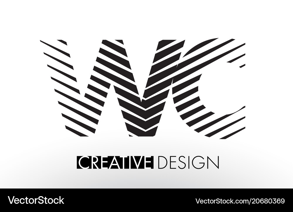 Wc w c lines letter design with creative elegant Vector Image