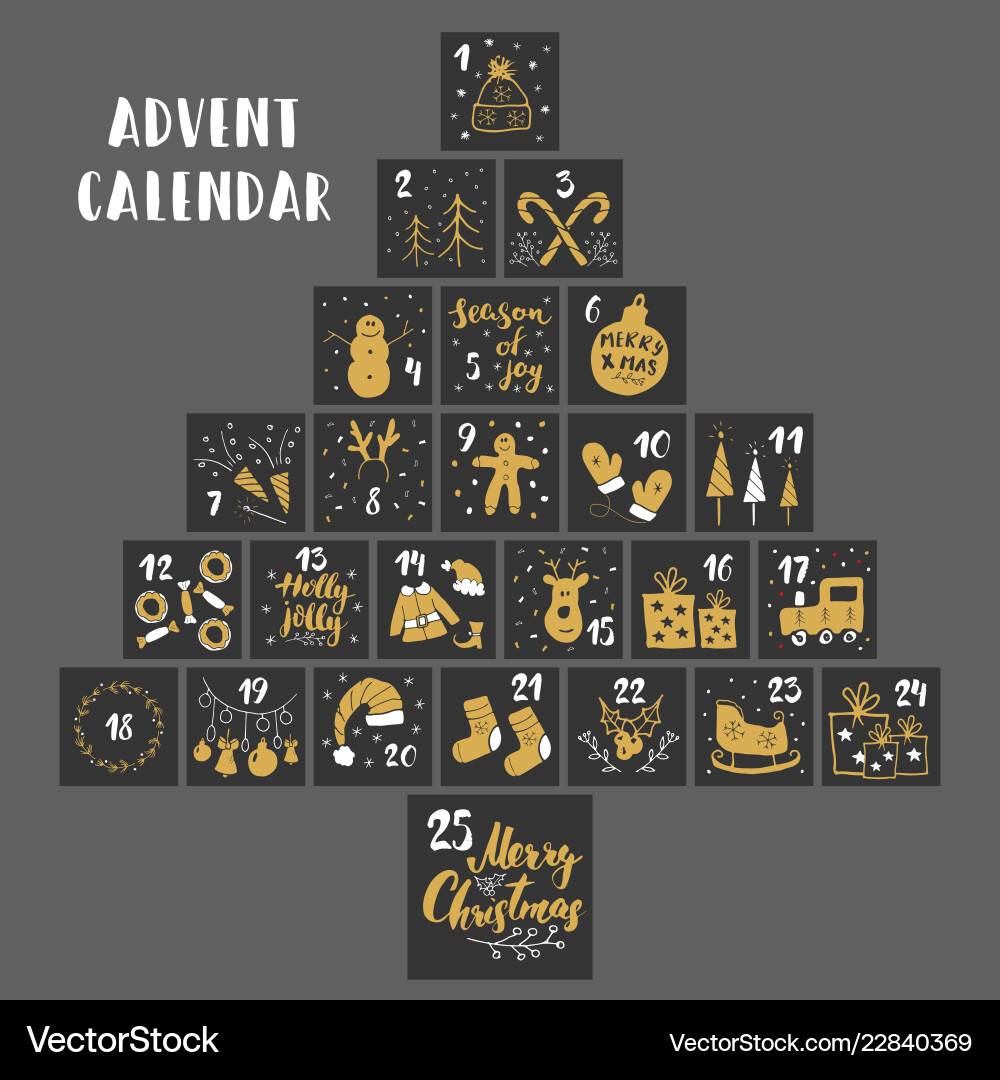 Weihnachten Advent Kalender Hand gezeichnete Elemente Weihnachten Advent Kalender Hand gezeichnete Elemente vektorbild