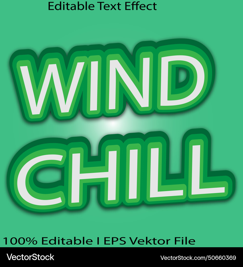 Wind chill editable text effect Wind chill editable text effect vector image