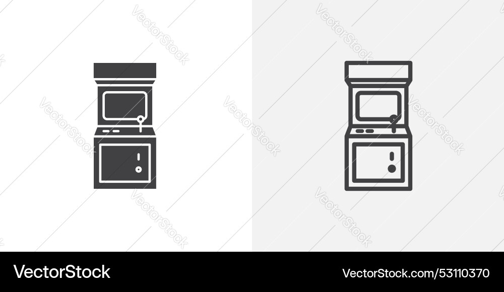 Arcade game machine thin line icon set Arcade game machine thin line icon set vector image