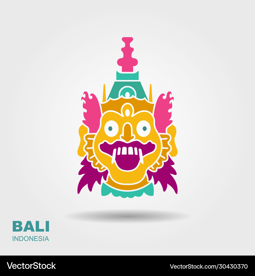 Barong traditional ritual balinese mask flat Barong traditional ritual balinese mask flat vector image
