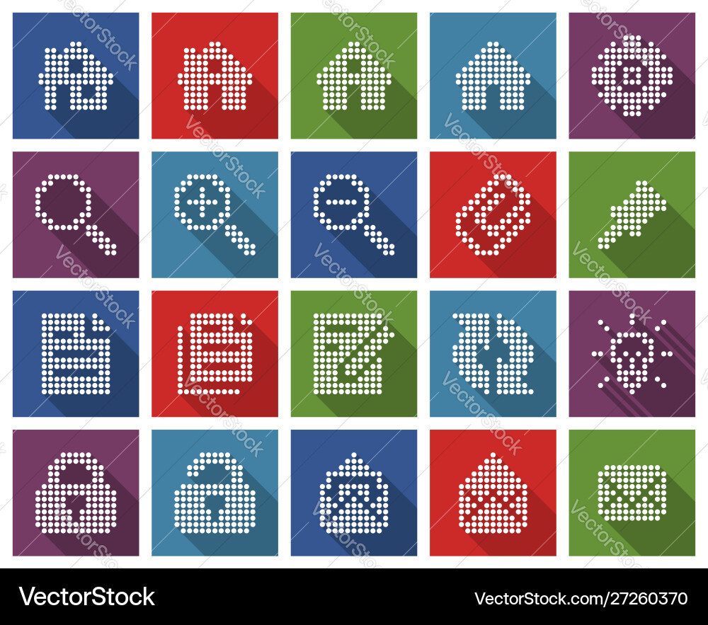 Collection square dotted icons user interface Vector Image